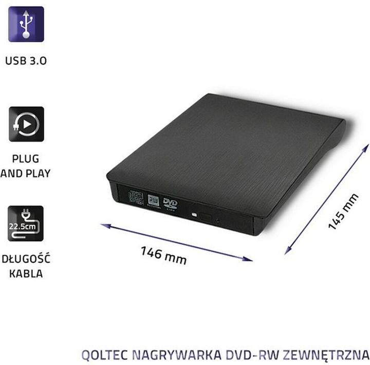 Produktbild Qoltec External DVD-RW recorder USB 3.0 (DVD Brenner)