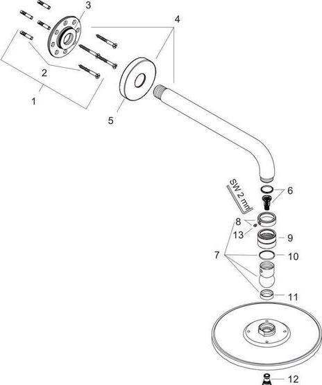 Produktbild hansgrohe Kopfbrause Set Raindance S 240 1jet 27474000 24 cm inkl. Brausearm 39 cm chrom (1 Strahlart, 18 l/min)