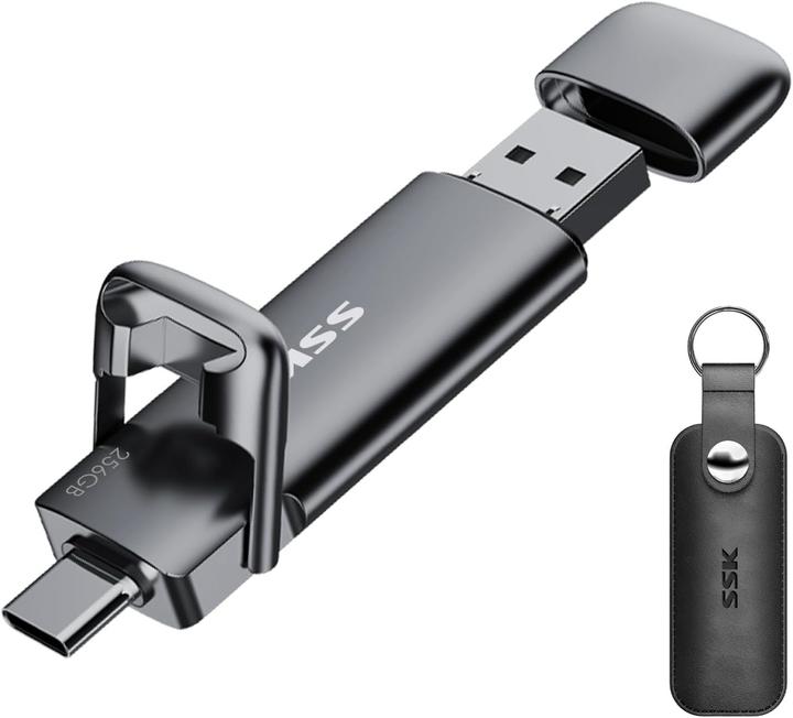 SSK USB-A / USB-C Portable SSD Flash Drive 256GB (0.26 TB)