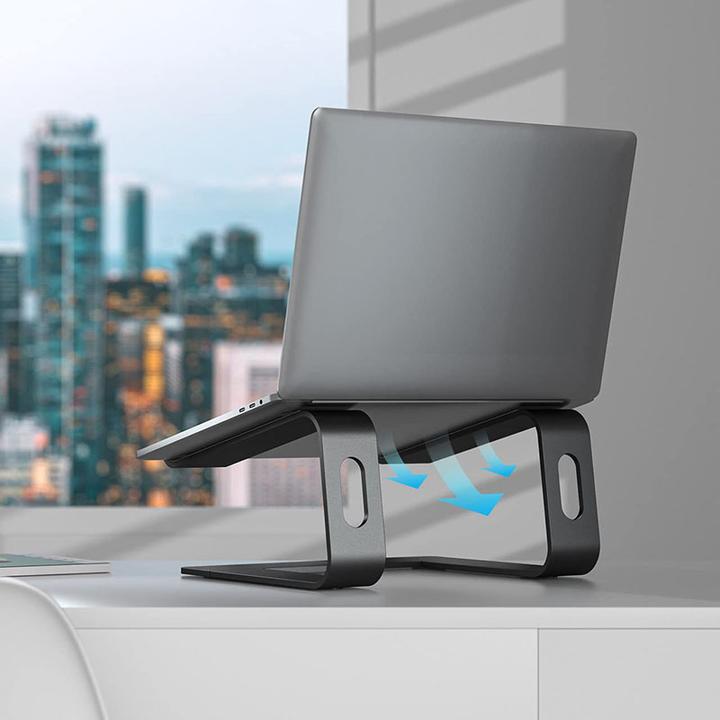Produktbild Crong AluBench Laptopständer - Ergonomischer Laptopständer aus Aluminium (Schwarz)