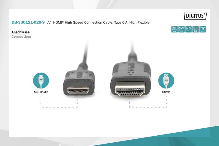 Image du produit Digitus mini HDMI (Typ C) — HDMI (Typ A) (2 m)