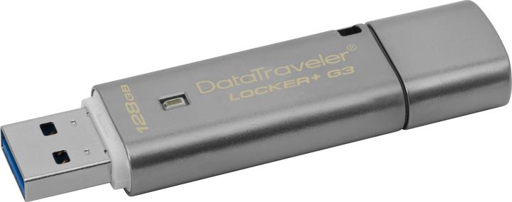 Actual product image Kingston USB flash drive DataTraveler Locker+ G3 128 GB (128 GB, USB 3.1, USB-A)
