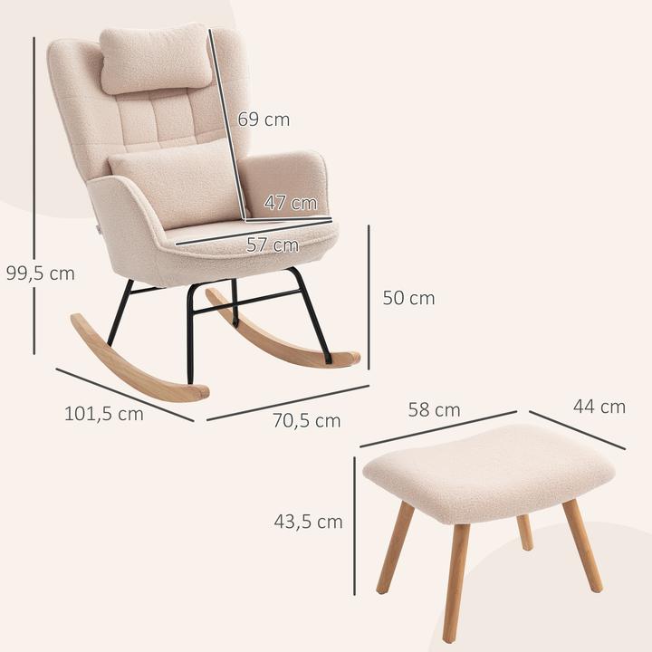 Immagine prodotto Homcom Schaukelstuhl Polyester Beige