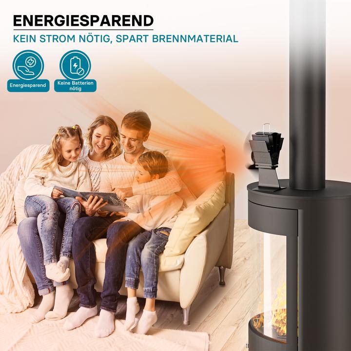 Produktbild Wiltec Kaminofen Ventilator 2 Flügel stromlos Kaminventilator Ofenventilator