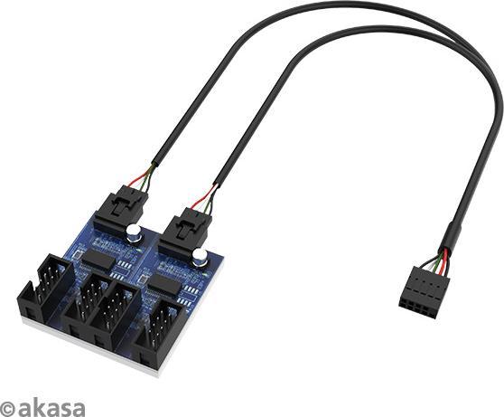 Akasa Carte Hub USB 2.0 interne, câble USB de 30 cm inclus (4 Ports)