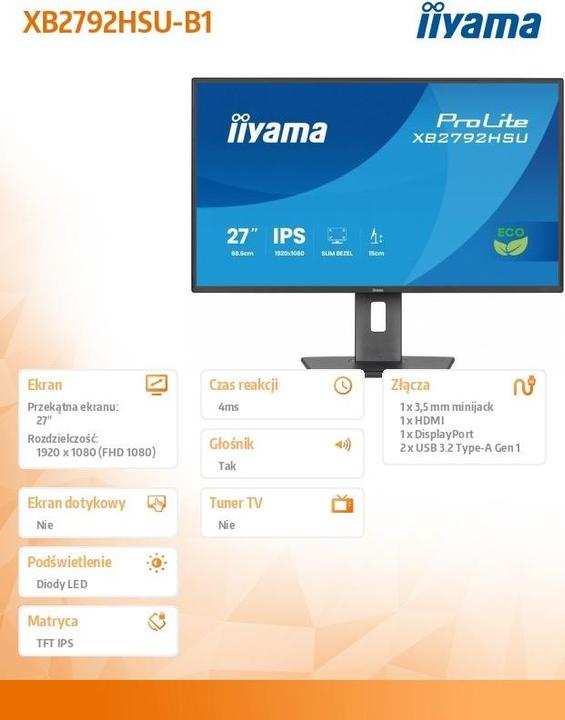 Image du produit iiyama XB2792HSU-B1 (1920 x 1080 pixels, 27")