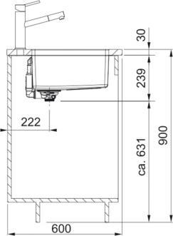 Actual product image Franke Spüle Maris MRX 110-45 CRNI (Undermount sink, 44 cm, 49 cm)