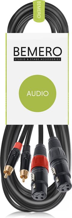 Image du produit Bemero BAC2544-300BK Câble de connexion audio 2x RCA mâle - 2x XLRf 3m noir (3 m, Câbles Cinch, Câbles XLR)