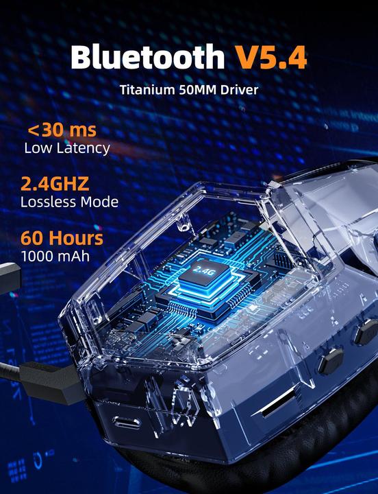 Produktbild Onikuma GT806 (2.4G+Bluetooth) Black GAMING HEADSET (Kabelgebunden, Kabellos)