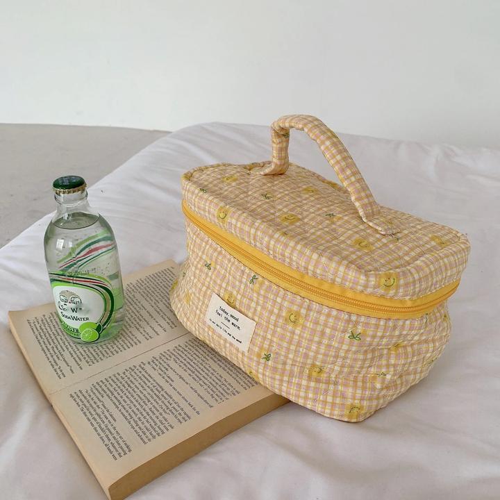 Immagine prodotto Only-Bags.Store Trapuntatura in cotone: borsa per il trucco con chiusura a cerniera, organizzatore di cosmetici