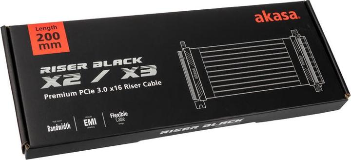 Produktbild Akasa Riser Black X2 Premium PCIe 3.0 x 16 Riser cable 20cm