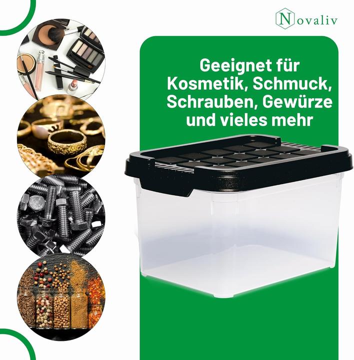 Image du produit Novaliv 8x Aufbewahrungsboxen mit Deckel klein 2 L Anthrazit Nestbar stapelbare Plastikboxen mit Cli (2 l)
