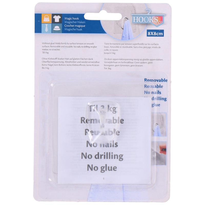 Thumbnail - Hooks & Co, Klebehaken + Klebenagel, Magic hook 8x8cm PVC