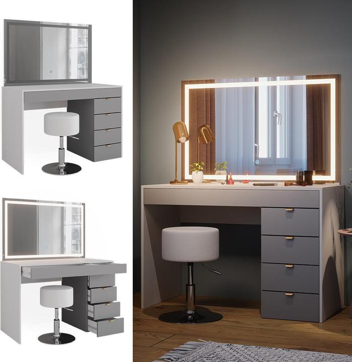 Actual product image Vicco Elise with LED mirror & stool (115 x 55 x 76 cm)
