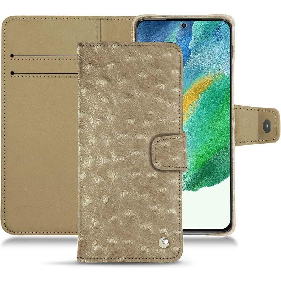 Noreve Lederschutzhülle Wallet (Samsung Galaxy S21 FE), Smartphone Hülle, Beige