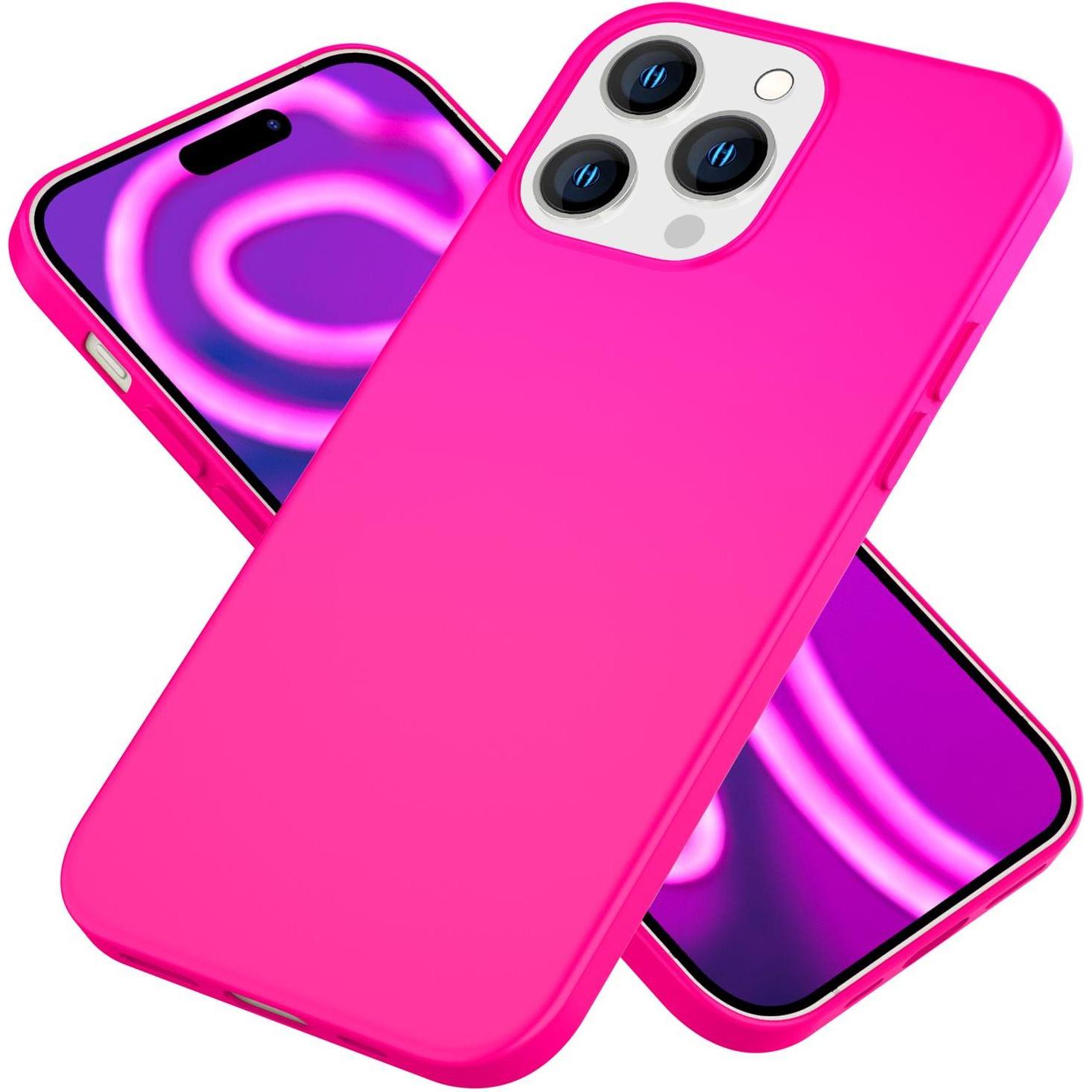 Nalia Neon Silikon Hülle (Apple iPhone 15 Pro Max), Smartphone Hülle, Pink