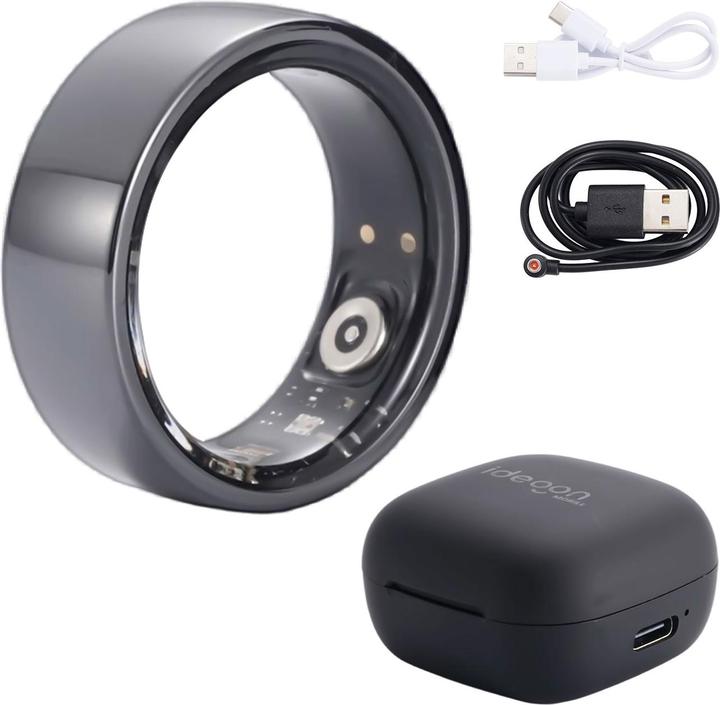 Actual product image Ideoon Smart-Ring, schwarz, Keramik, inkl. Ladebox, Grösse 63 (63, Black)