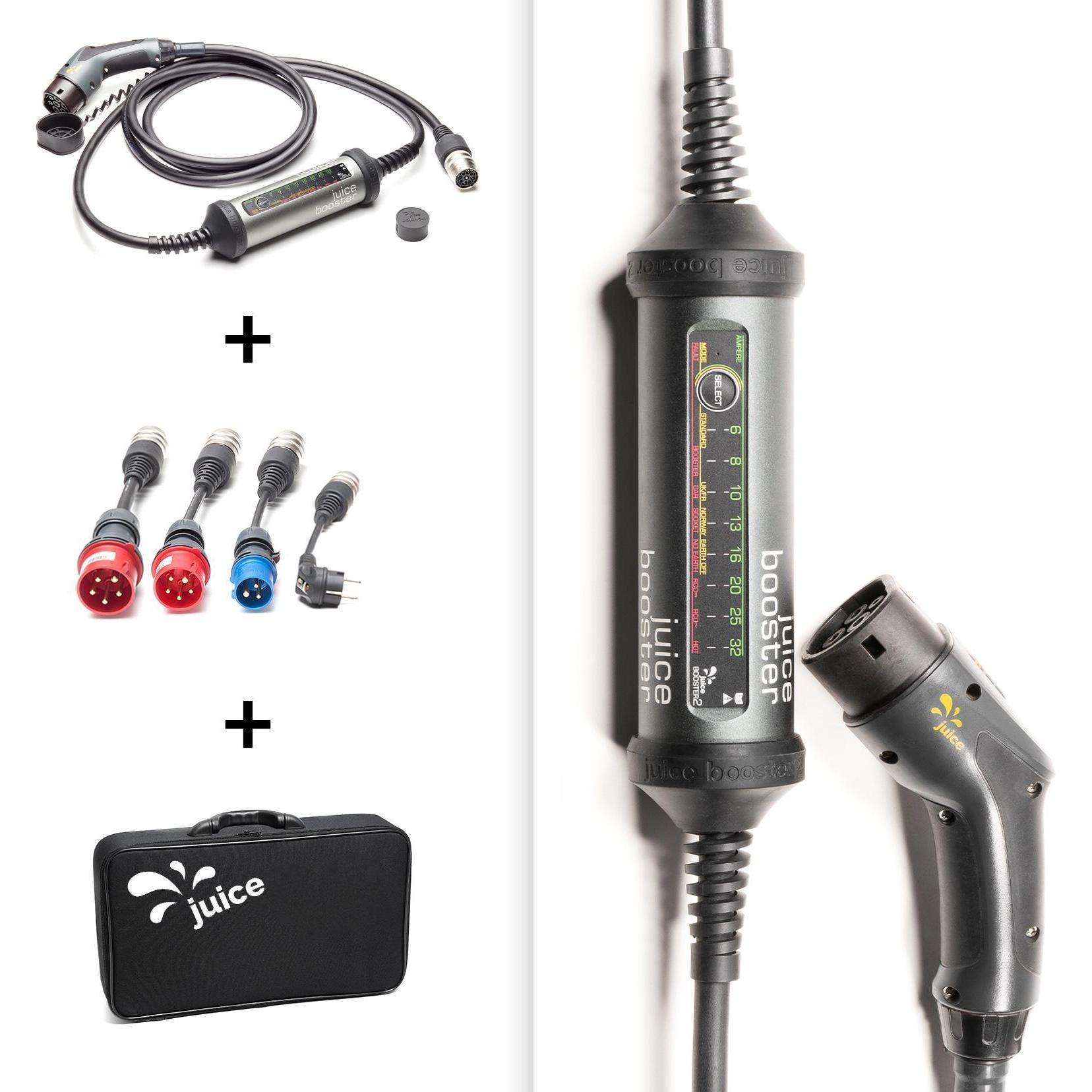 Thumbnail - Juice Technology, Elektroauto Ladestation, Juice Booster 2 EU Traveller Set (Typ 2, 22 kW, 32 A, CEE32 rot, CEE16 rot, C...