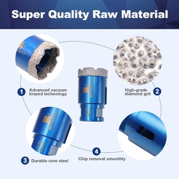 Produktbild Brschnitt Fliesenbohrer-Set (10 Millimeter, 35 Millimeter, 6 Millimeter, 8 Millimeter, bis 20 Millimeter)