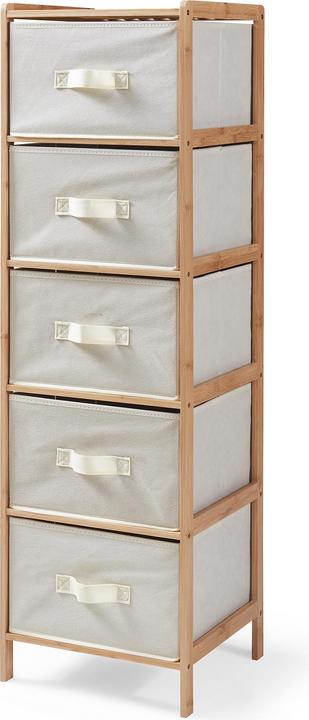 En.Casa Kommode Maldon mit 5 Stoffschubladen 122x37x35 cm Natur/Beige
