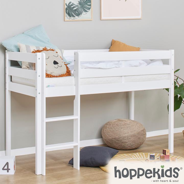Actual product image Hoppekids ECO Comfort half high bed 70x160 cm with slats, White (70 x 160 cm)
