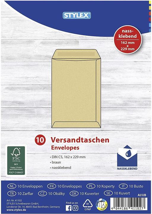 Produktbild Stylex Versandtaschen DIN C5 bra 10St (10 x)