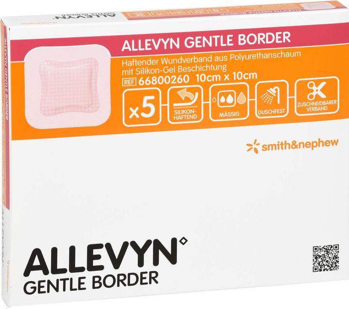 Produktbild Smith & nephew ALLEVYN Gentle Border 10 x 10 cm haftender Wundverband, 5 St. Pflaster (5 x)