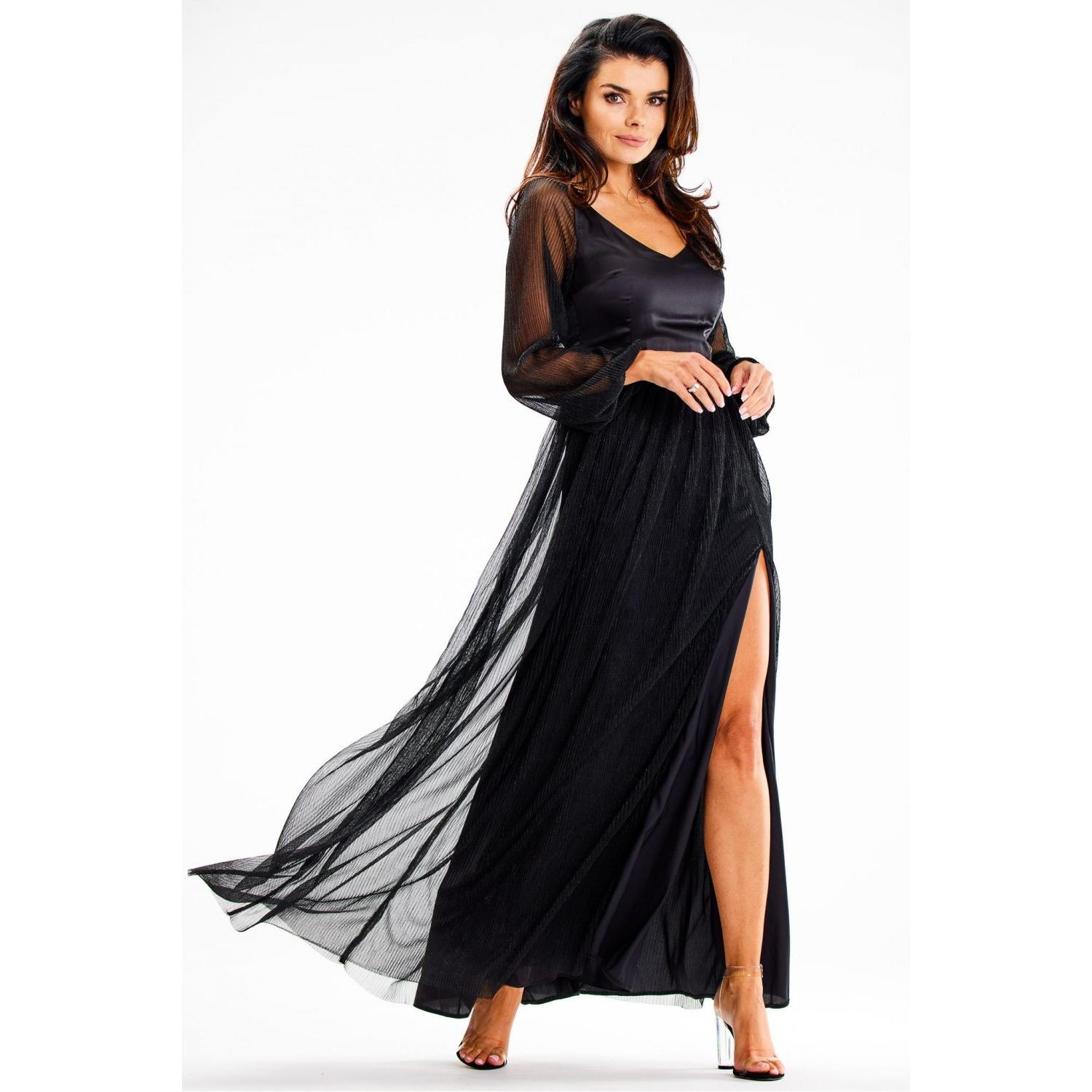Awama, Damen, Kleider, Langes Kleid model, Schwarz, (XL)