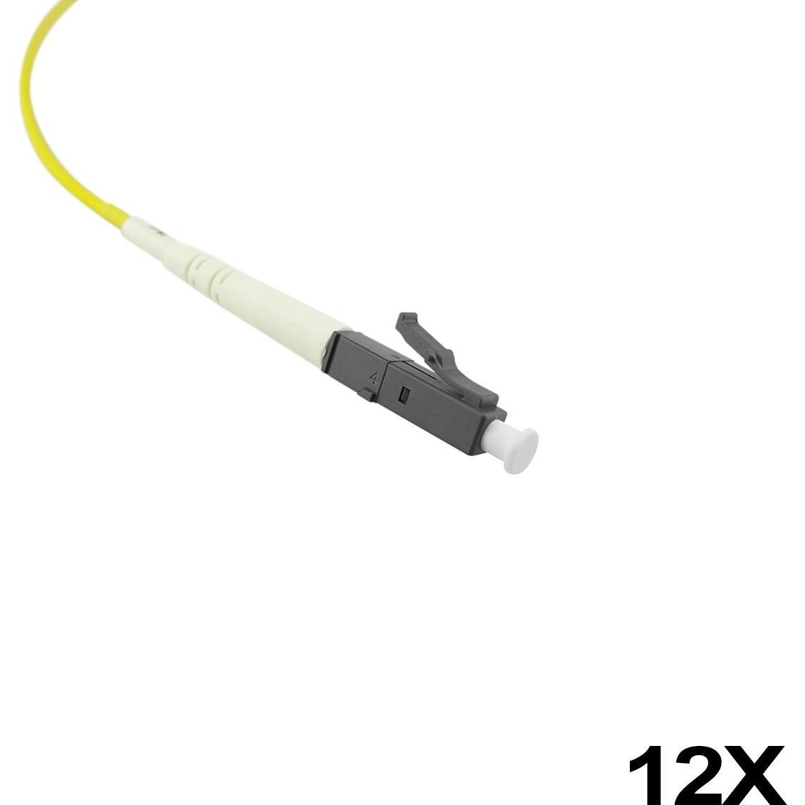 BlueOptics FTTH LWL Faserpigtail, einfarbig, 12x, 1 Meter, LC/UPC, OM4 Multimode, Transceiver, Gelb