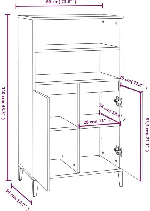 Image du produit vidaXL Highboard (60 x 60 x 110 cm)