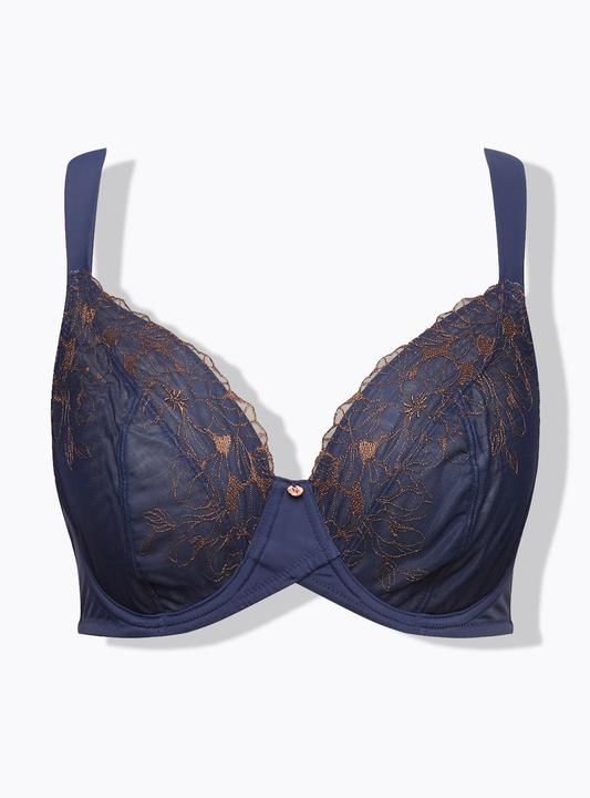 Actual product image Ulla Popken Floral Lace Embroidered Bra (90 E)