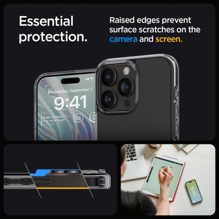 Actual product image Spigen Ultra Hybrid case for iPhone 15 Pro - transparent gray (Apple iPhone 15 Pro)