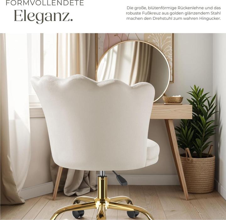 Actual product image tectake Desk chair Stella velvet, upholstered,double castors (47 - 57 cm)