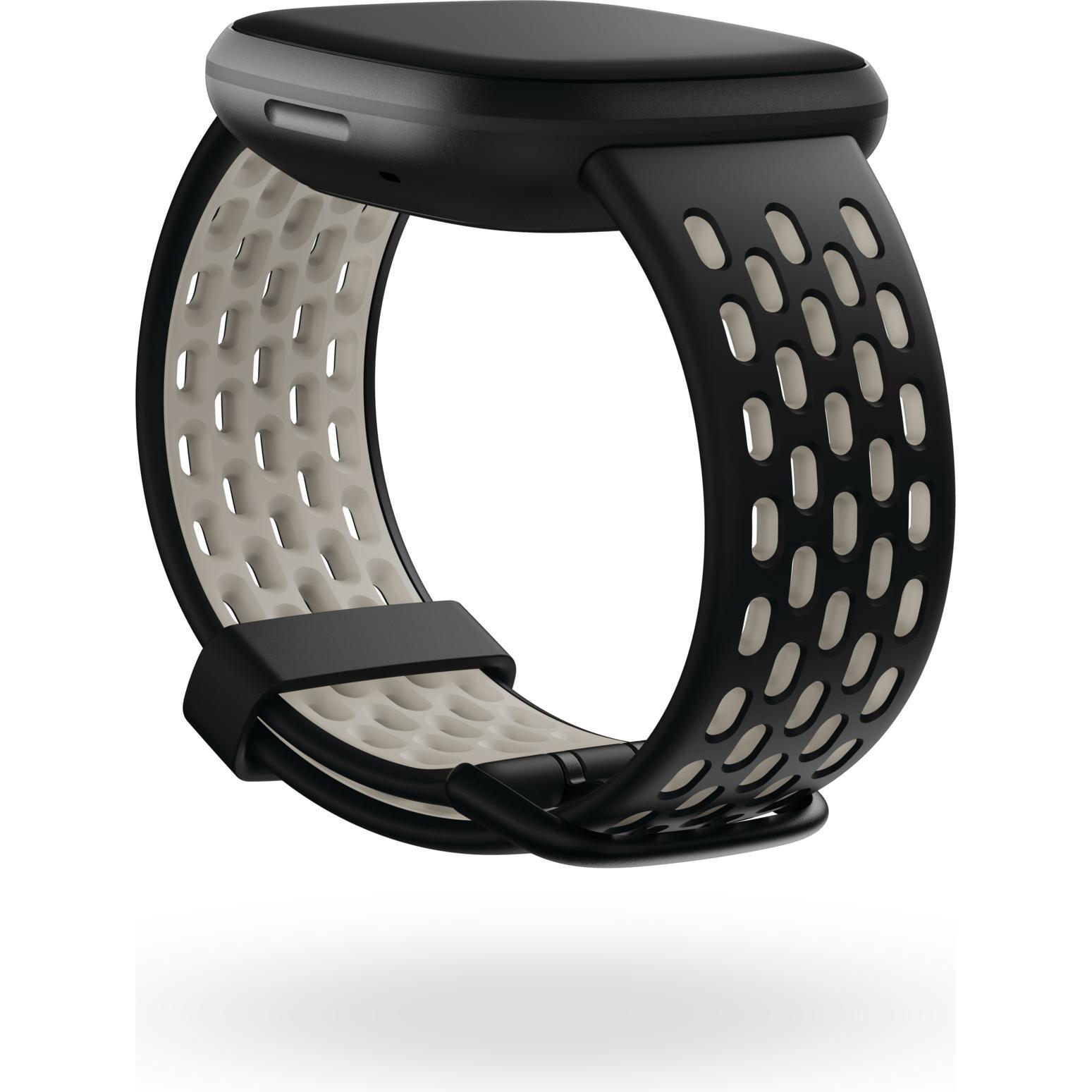 Thumbnail - Fitbit Versa 3/Sense Sportarmband L (Silikon, Versa 3, Sense), Uhrenarmband, Schwarz, Weiss