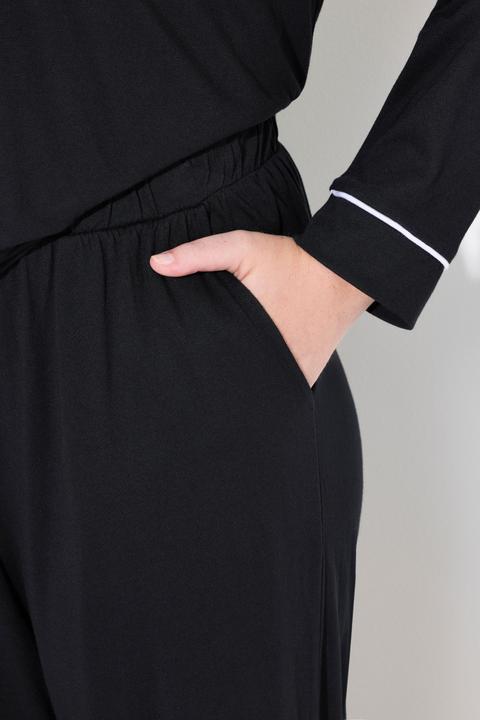 Actual product image Ulla Popken Contrast Piping Lapel Collar Pajama Set (54)