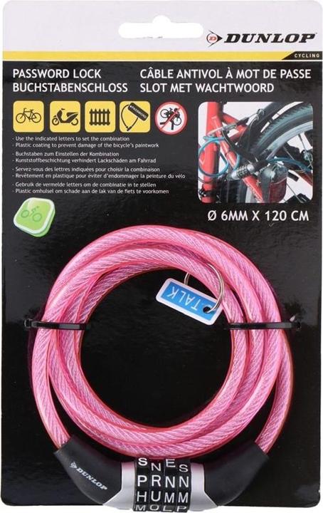 Actual product image Dunlop - Bike lock with number combination (pink)