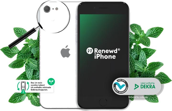 Actual product image Renewd iPhone SE 2020 (64 GB, White, 4.70", 12 Mpx, SIM + eSIM, A / Like new)