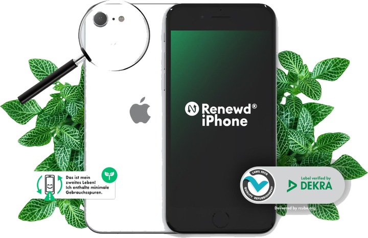 Actual product image Renewd iPhone SE 2020 (64 GB, White, 4.70", 12 Mpx, SIM + eSIM, A / Like new)