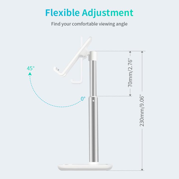 Actual product image Choetech H035 aluminum stand for a phone or tablet with adjustment - white and silver