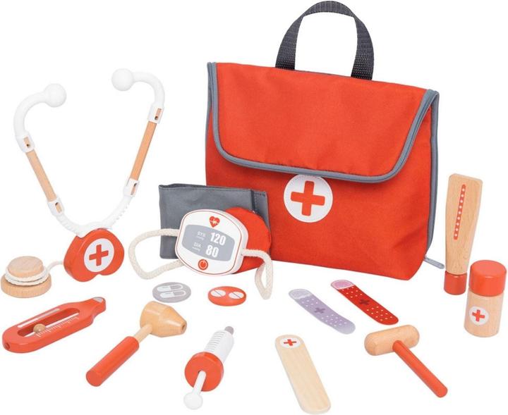Hermex Arzt-Spielzeug-Set für Kinder Doktor-Set Holz-Kinderspielzeug Arztkoffer Doktorkoffer