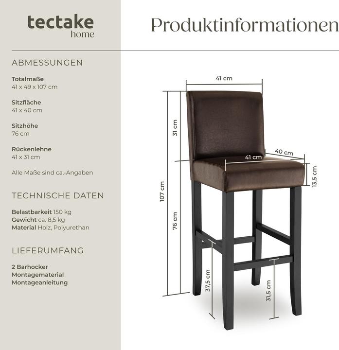 Produktbild tectake Barhocker