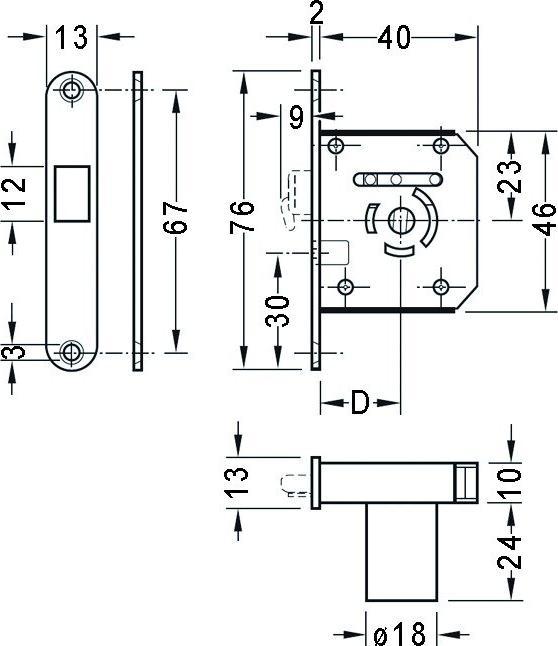 Produktbild Rehau Rollladen-Hakenriegel-Einlassschloss (Einsteckschloss)