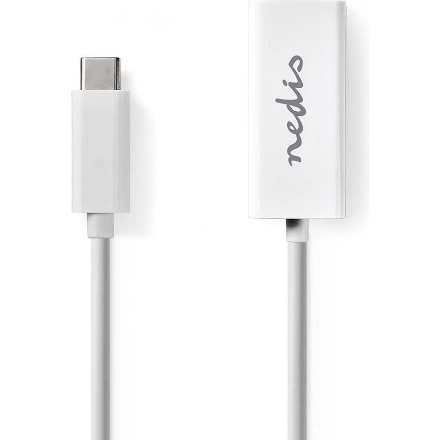 Nedis USB Typ C-Adapterkabel, USB-C-Stecker (USB-C 3.1 Gen 1, RJ45 (1x)), Netzwerkadapter, Weiss
