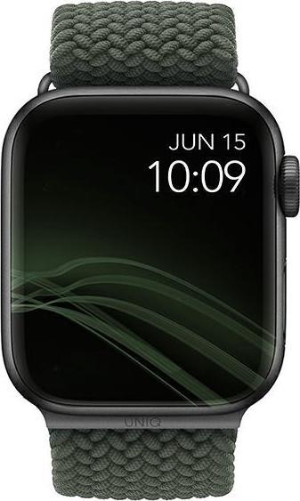 Actual product image Uniq strap Aspen Apple Watch 44/42 / 45mm Series 4/5/6/7/8 / SE / SE2 Braided green / cypress green (45 mm, 44 mm, 42 mm, Weavex™ material)