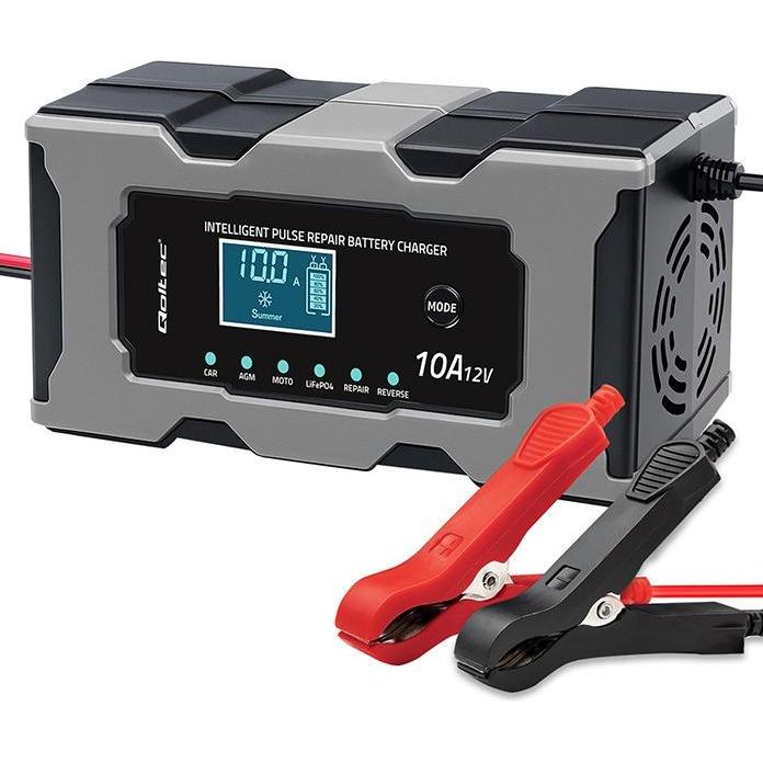 Qoltec, Caricabatterie per auto, Mikroprozessor-Ladegerät 12V 10A