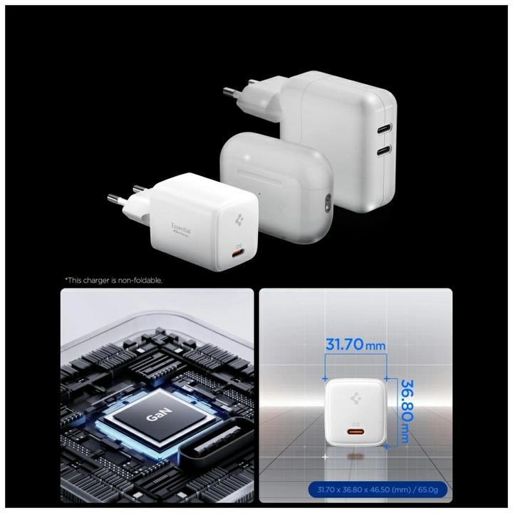 Produktbild Spigen Essential 45W Wandladegerät EE451EU, weiss (45 W, 1 Port)