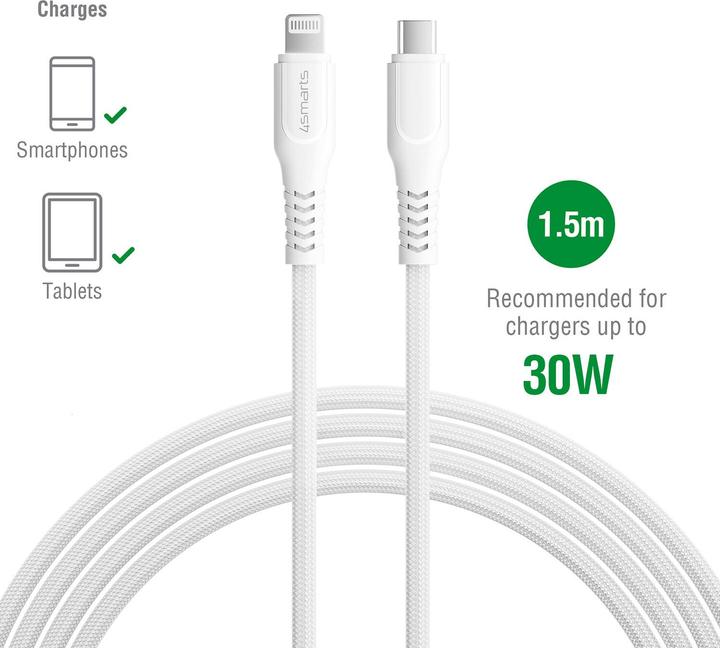 Produktbild 4smarts USB-C auf Lightning Kabel RapidCord (1.50 m, USB 2.0, 30 W)