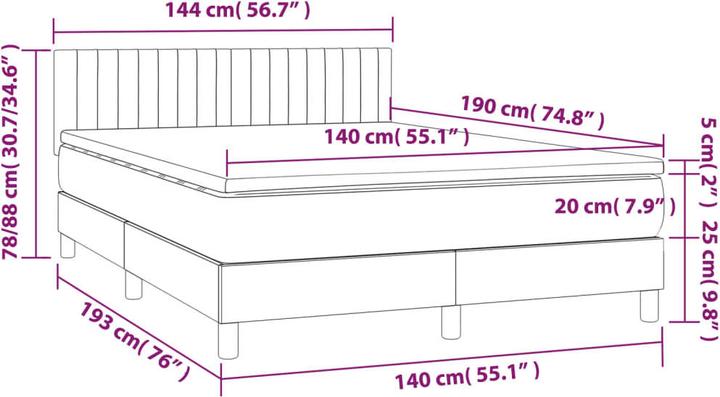 Immagine prodotto vidaXL Boxspringbett (140 x 190 cm)
