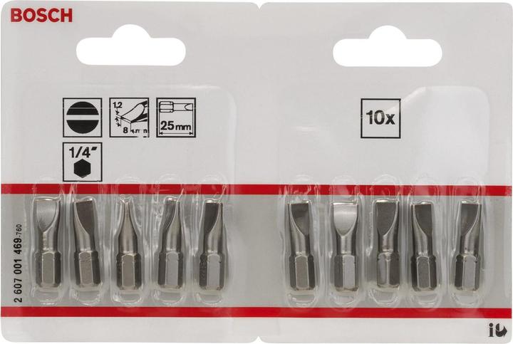 Produktbild Bosch Professional Zubehör Schrauberbit Extra-Hart S 1,2 x 8,0, 25 mm, 10er-Pack (Sechskant (hexagonal))