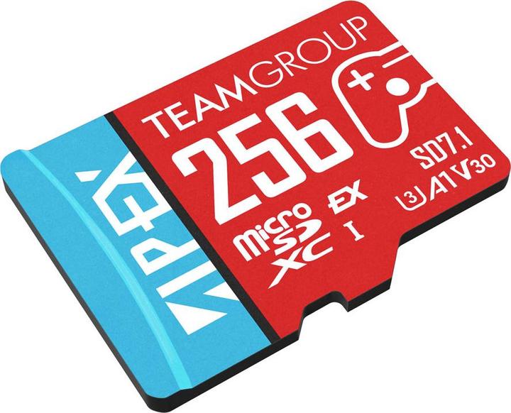Produktbild Team Electronic APEX SD7.1 256 GB SDXC (rot/blau, MicroSD Express) (256 GB, microSD Express, microSDXC, U3, UHS-I)